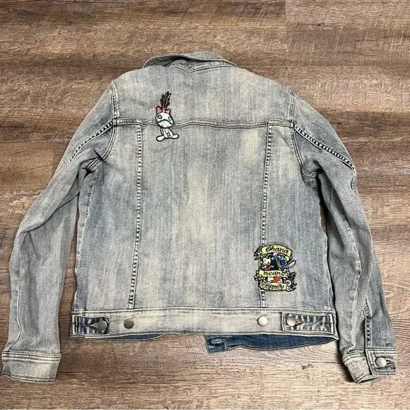 Lilo & Stitch Jean jacket Womens Medium Aloha Denim Ohana Patches Disney - Picture 9 of 9